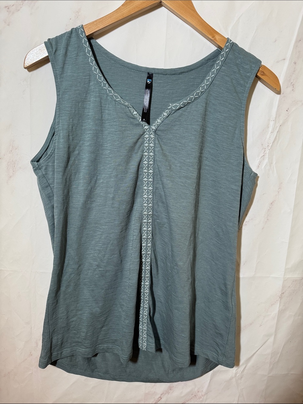 KÜHL Shay Tank Women's Small Sage Green Embroidered Sleeveless Top